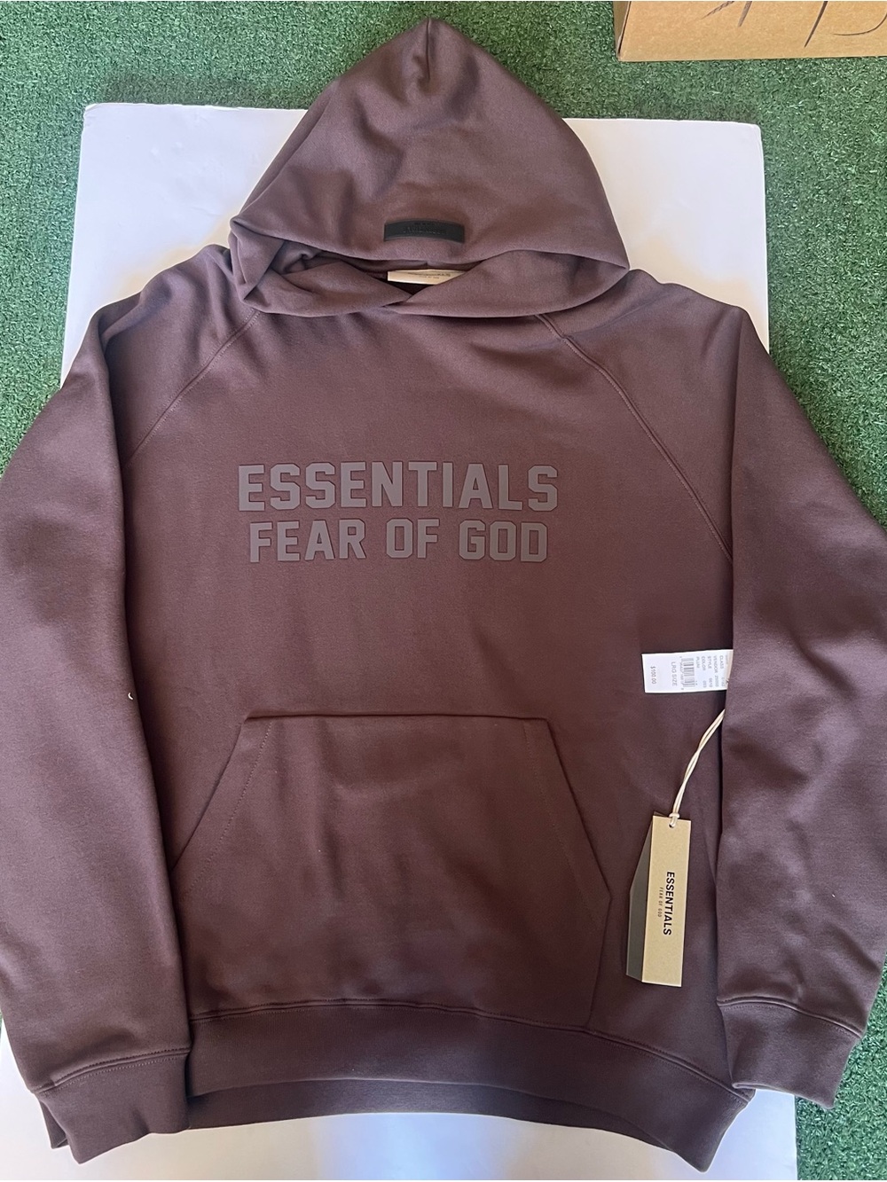 Fear of God ESSENTIALS Brown Pullover Hoodie with Logo